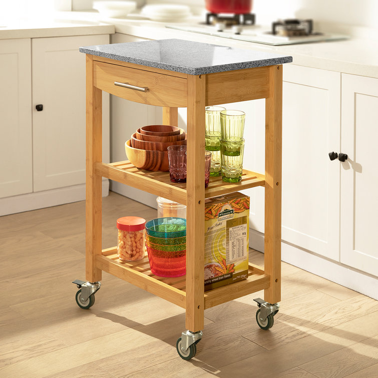 Marlow Home Co. 58cm Kitchen Trolley Granite with Top & Reviews